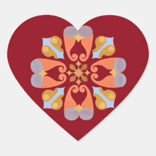 Blommigt Heart-märke Hjärtformat Klistermärke