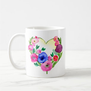 Blommigt Heart med dottercitat Kaffemugg