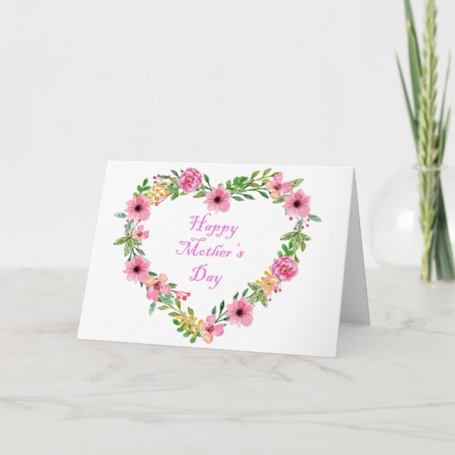 Blommigt Heart Mors dag Card Kort (Framsida)