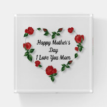 Blommigt Heart Mors dag Paperweight