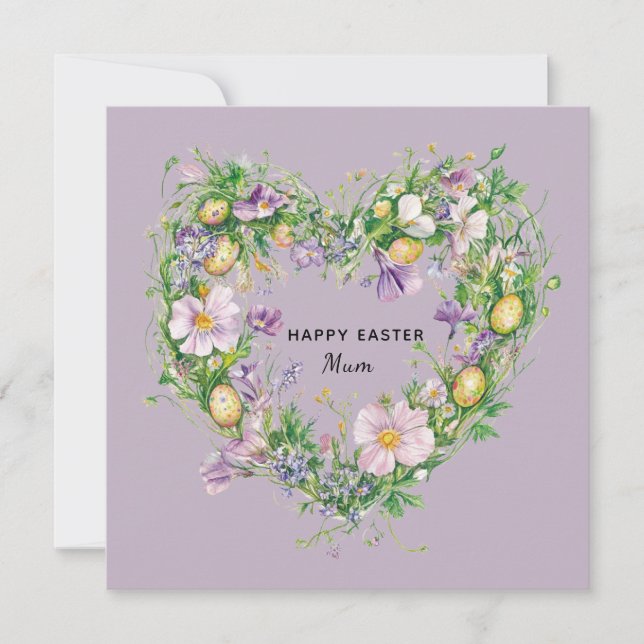 Blommigt Heart Påsk Card för Morsa Julkort (Framsida)