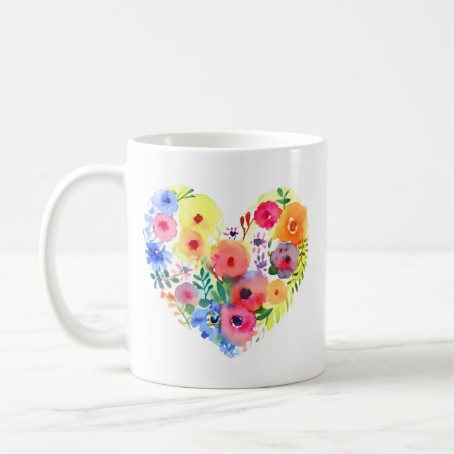 Blommigt Heart Personlig Grandma Kaffemugg (Vänster)