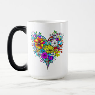 Blommigt Heart-Personlig Magisk Mugg