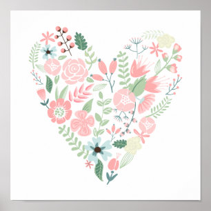 Blommigt Heart Poster