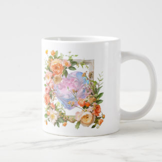 Blommigt Heart Ram Jumbo Mugg