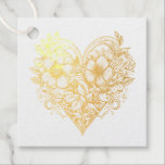 Blommigt Heart Romantic<br><div class="desc">Söt blommor i en guld-klistermärken. Tatto stil art blommigt hjärta. Bröllop-märkre.</div>