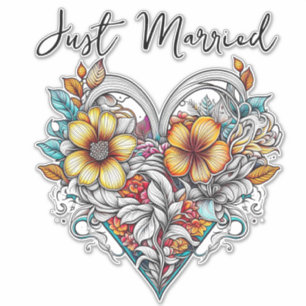Blommigt Heart Romantic NY GIFTA Klistermärken