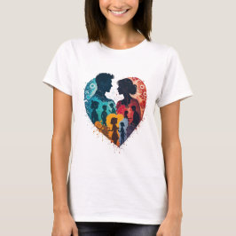 Blommigt Heart Silhouette - Firande av familjens e T Shirt