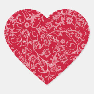 Blommigt Heart - Sticker Hjärtformat Klistermärke