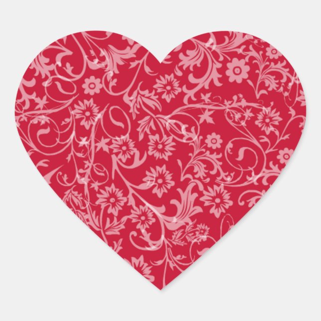Blommigt Heart - Sticker Hjärtformat Klistermärke (Framsida)