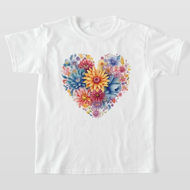 Blommigt Heart T Shirt (Laydown)