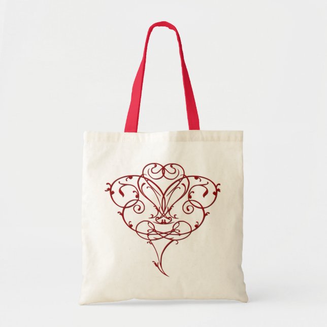 Blommigt Heart Tote Bag Tygkasse (Framsidan)