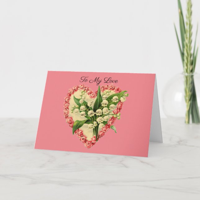 Blommigt Heart Valentine Day Card Helgkort (Framsida)