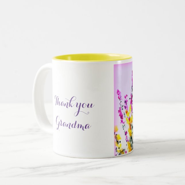 Blommigt Heather Gorse Butterfly Personlig Två-Tonad Mugg (Framsida vänster)