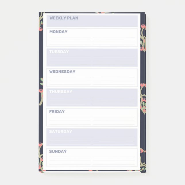 Blommigt Helg Planner Stil Post-it Block (Framsida)
