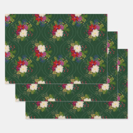 blommigt helgdag bouquet-presentpaket grönt 3-förp