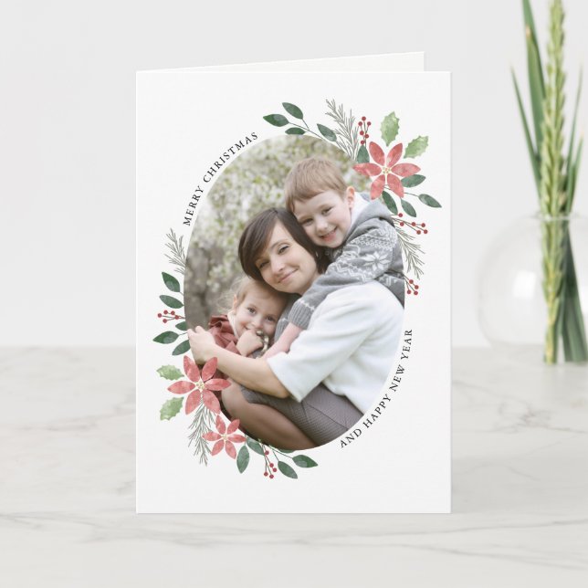 Blommigt Helgdag - gratulationskort för julfoto Helgkort (Framsida)