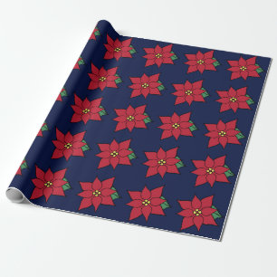 Blommigt Helgdag jul Poinsettia Wrapping Papper Presentpapper