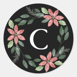 Blommigt Helgdag kuvertförsegling Runt Klistermärke