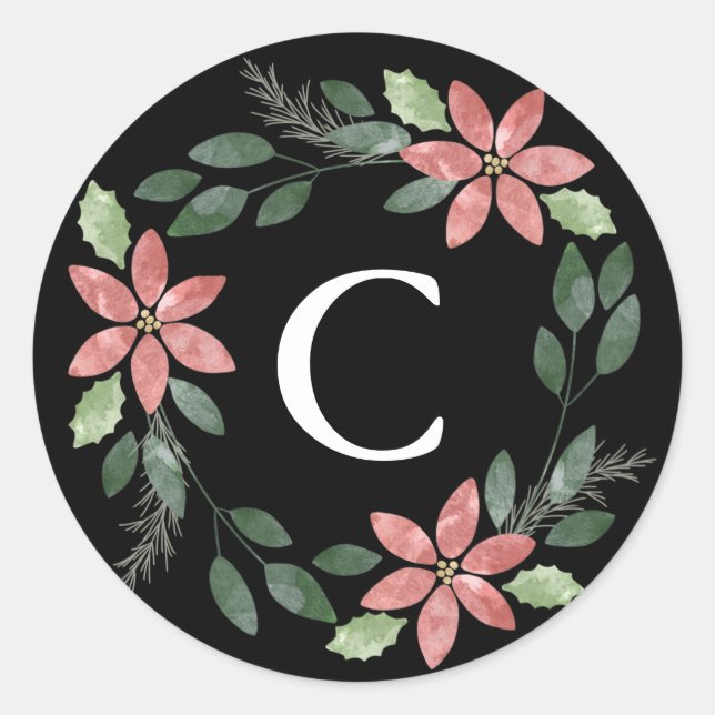 Blommigt Helgdag kuvertförsegling Runt Klistermärke (Framsida)