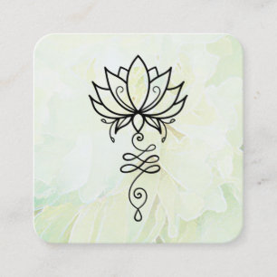 *~* Blommigt Helig Geometry Nirvana Yoga Peony  Fyrkantigt Visitkort