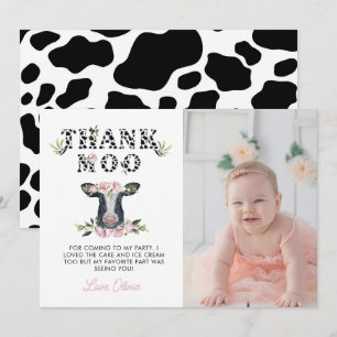 Blommigt Heliga Kow - tacka Moo Birthday Tack Kort