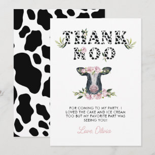 Blommigt Heliga Kow - tacka Moo Birthday Tack Kort