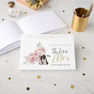 Blommigt Hen Party Future Namn Black Guld Gästböcker