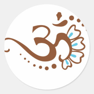 Blommigt Henna Om Runt Klistermärke