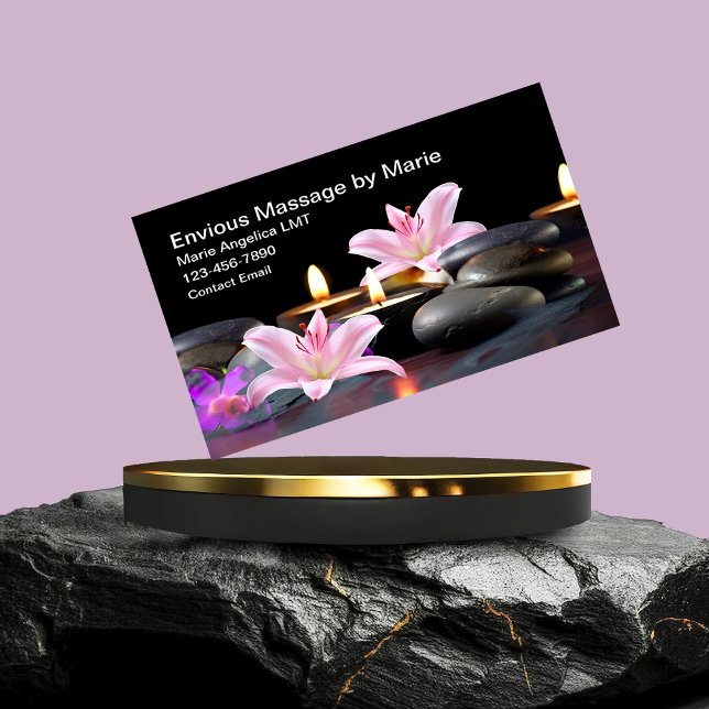 Blommigt Hett Stone Massage Affärskorts Visitkort (Skapare uppladdad)