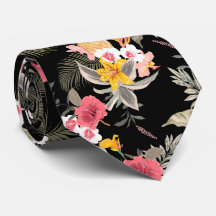 Blommigt Hibiscus Pineapple Hawaiian Print på Blac