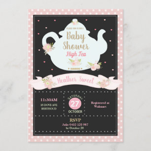 Blommigt High Tea Party Baby Shower-inbjudan Flick Inbjudningar