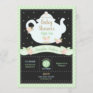 Blommigt High Tea Party Baby Shower Neutralt Inbjudningar
