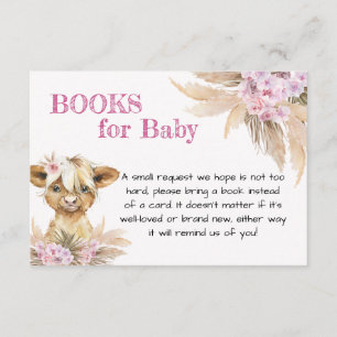 Blommigt Highland Cow Baby Shower Bokar för Baby Tilläggskort