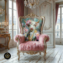 Blommigt Highland Cow i Baroque Kostym Decoupage