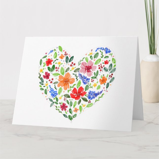 Blommigt Hjärta Kort (Framsida)