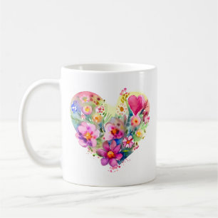 Blommigt hjärta med inspirerande citat kaffemugg