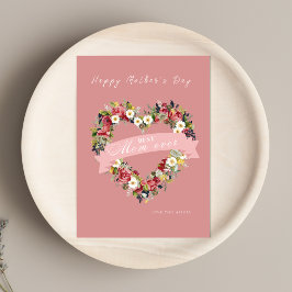 Blommigt hjärta Mor's Day Card Inbjudningar