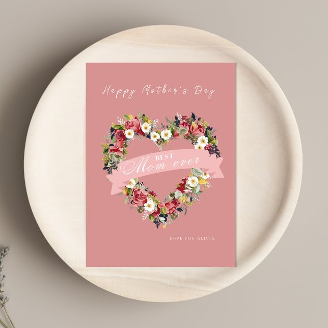 Blommigt hjärta Mor's Day Card Inbjudningar (Skapare uppladdad)