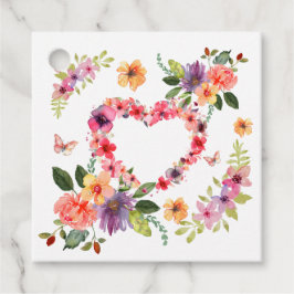 Blommigt hjärta och blommor gåvor etiketter