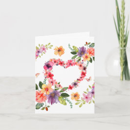 Blommigt hjärta och blommor kort