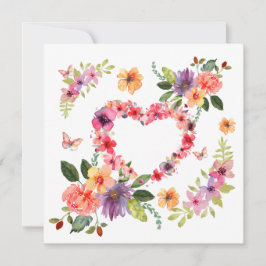 Blommigt hjärta och blommor kort