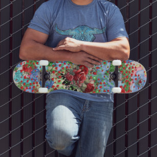 Blommigt Hjärta på kollage Mini Skateboard Bräda 18,5 Cm