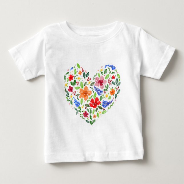 Blommigt Hjarta T Shirt (Framsida)