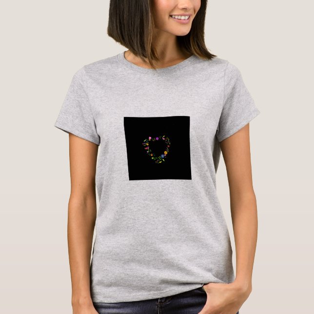 Blommigt Hjärta T Shirt (Framsida)
