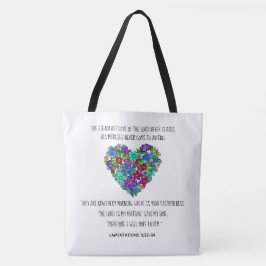 Blommigt Hjärta, verst från lamentationer 3:22-24 Tygkasse