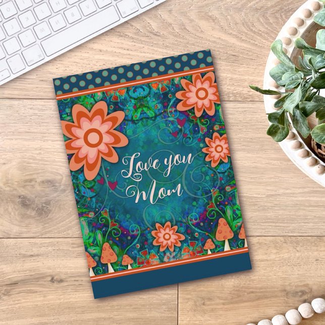 Blommigt Hjärtar Svampar Söt Unik Mor dag Kort (Skapare uppladdad)