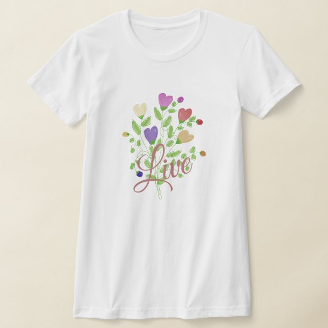 Blommigt Hjärtat Blodet T Shirt (Laydown)