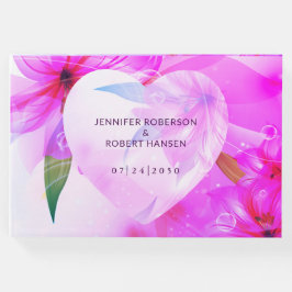 Blommigt Hjärtat Lila Dewdros Bröllop Gästböcker