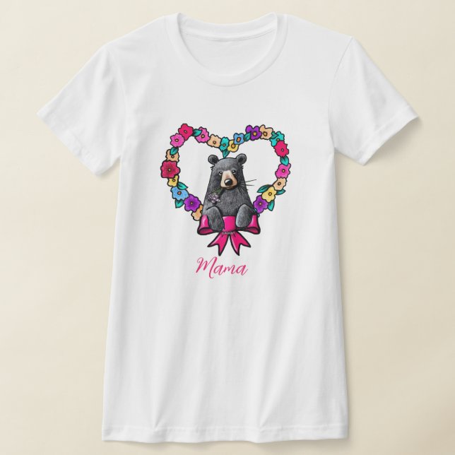 Blommigt Hjärtat Mamma T- Shirt T Shirt (Laydown)